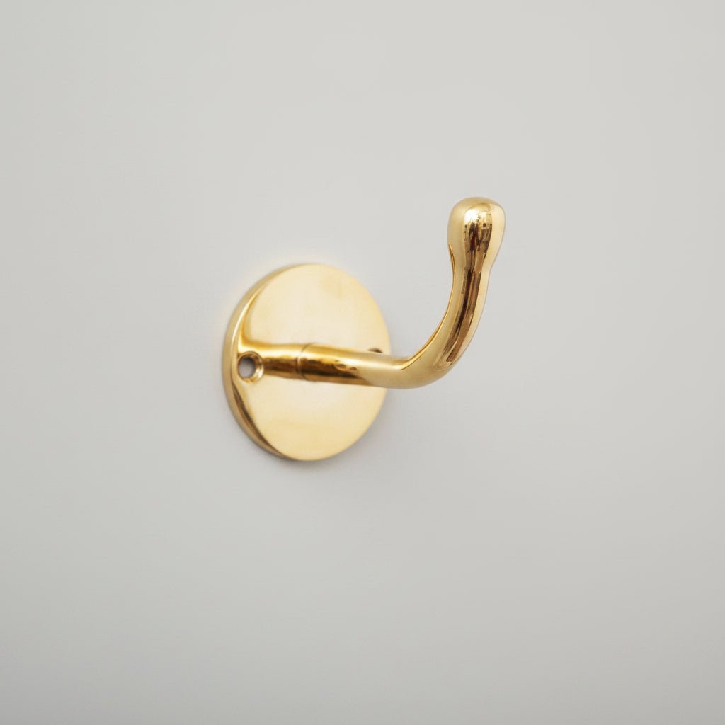 Unlacquered Brass Hook For Wall - BRASSDORIA