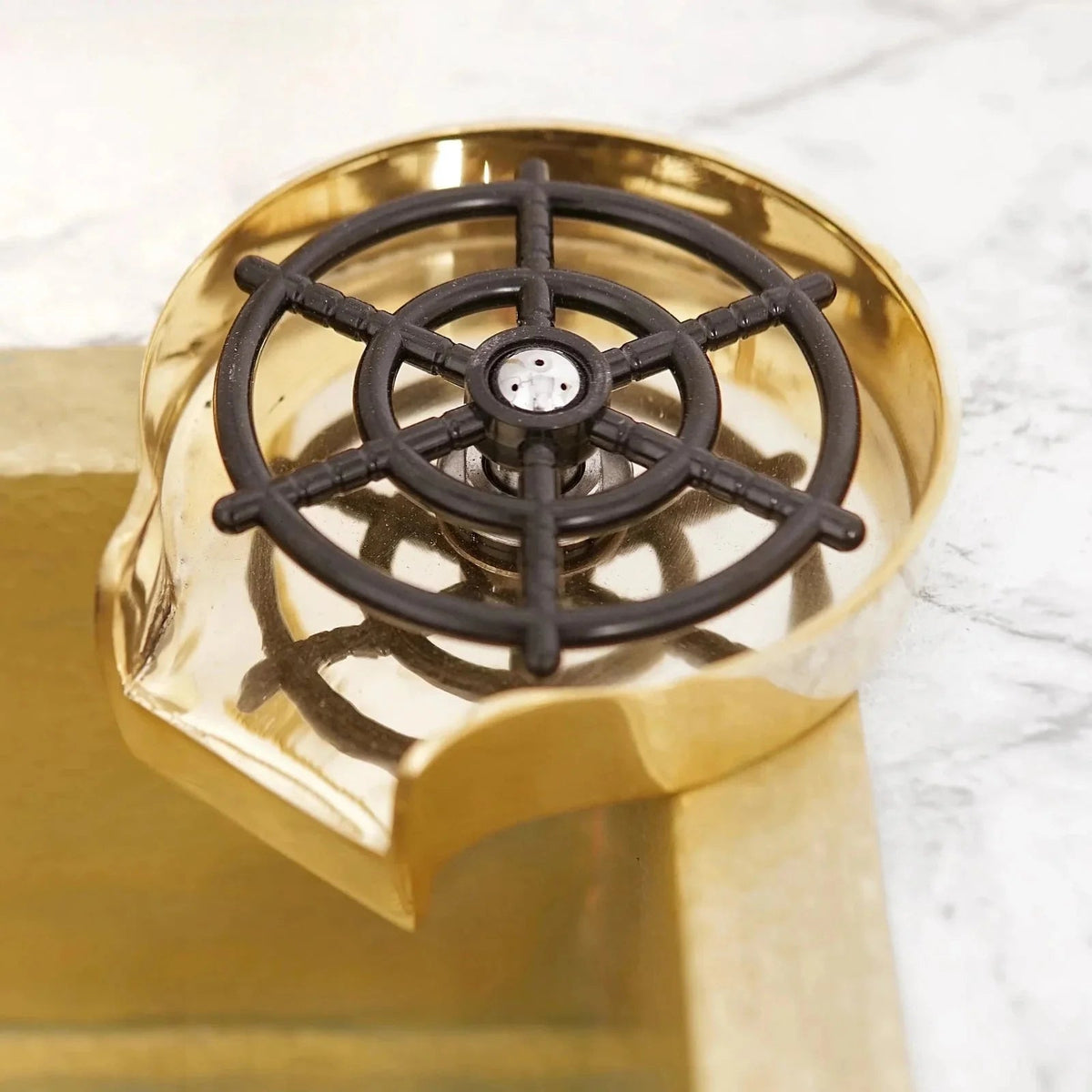 Unlacquered Brass Kitchen Cup Cleaner, Brass Glass Rinser - BRASSDORIA