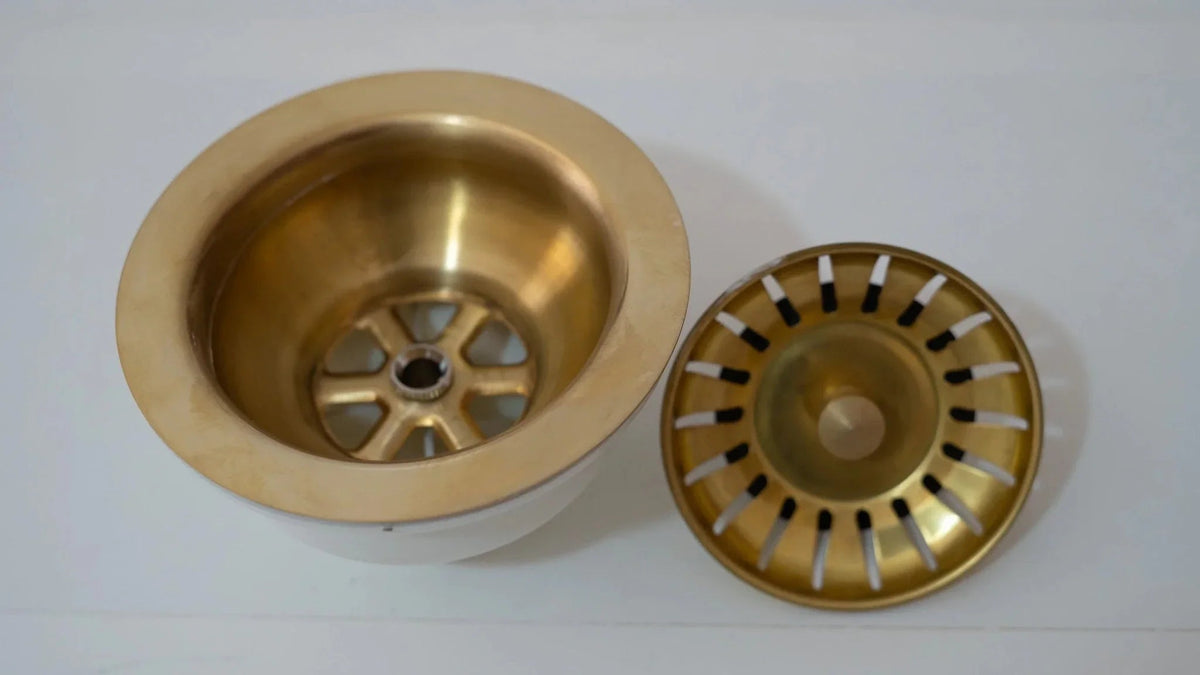 Unlacquered Brass Kitchen Sink Strainer, Sink Waste, Strainer Basket, Drain Cover & Basket Strainer - BRASSDORIA