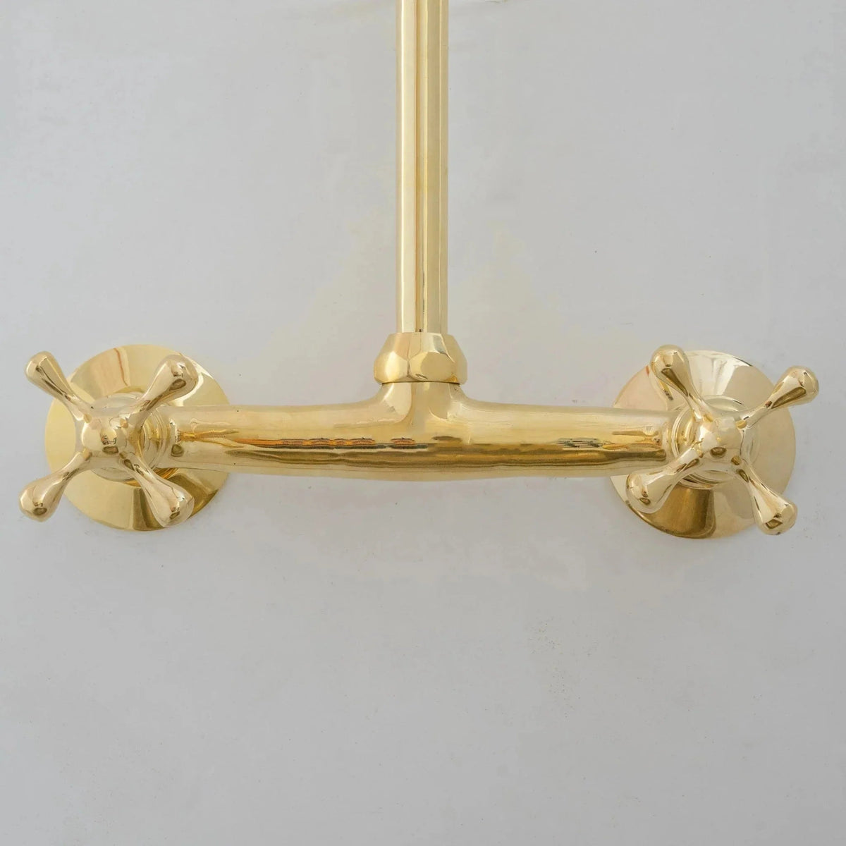 Unlacquered Brass Kitchen Wall Mount Faucet, Gooseneck Faucet - BRASSDORIA