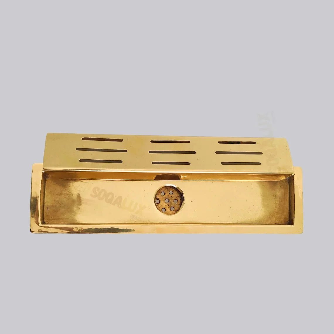 Unlacquered Brass Linear Floor Drain for Modern Bathrooms - BRASSDORIA