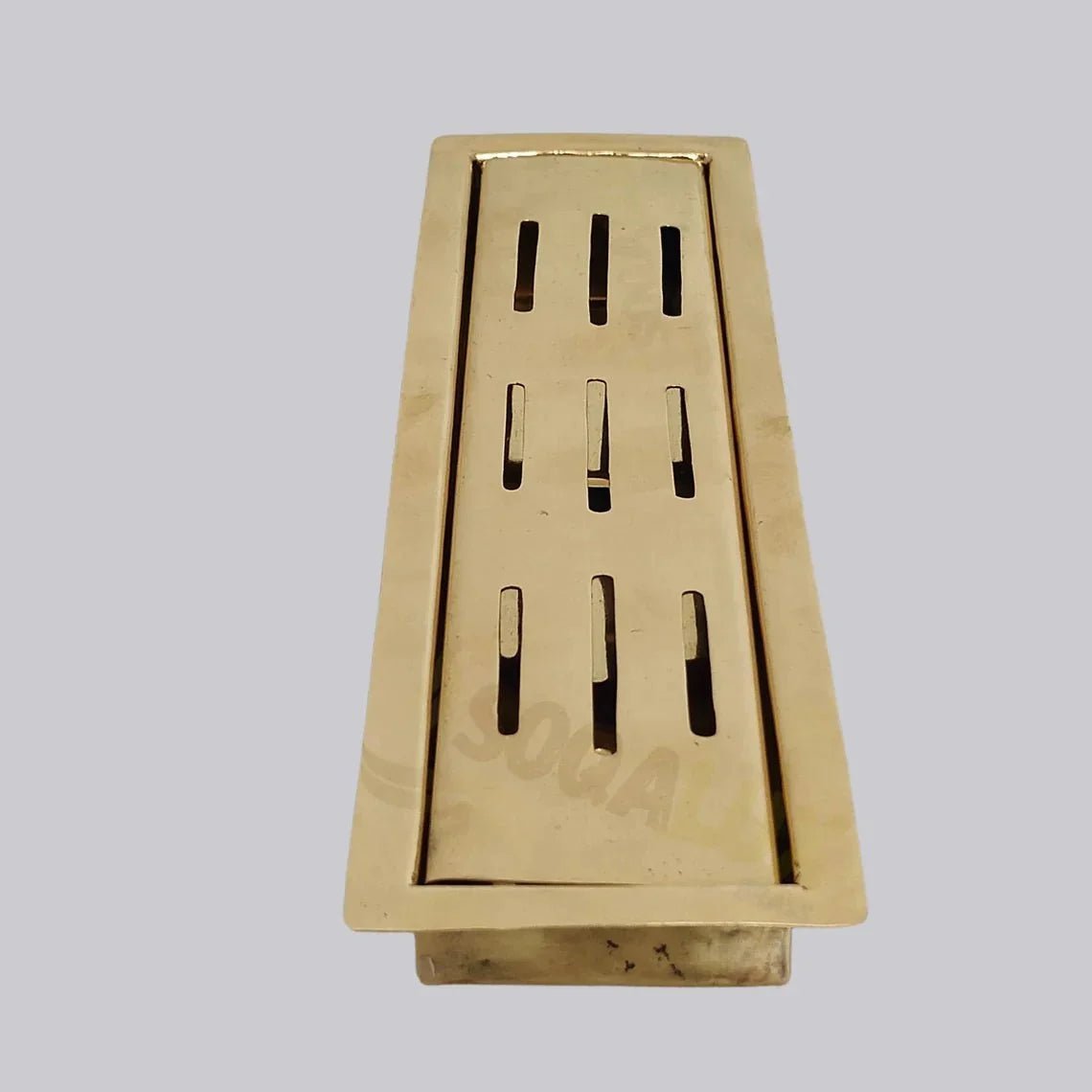 Unlacquered Brass Linear Floor Drain for Modern Bathrooms - BRASSDORIA