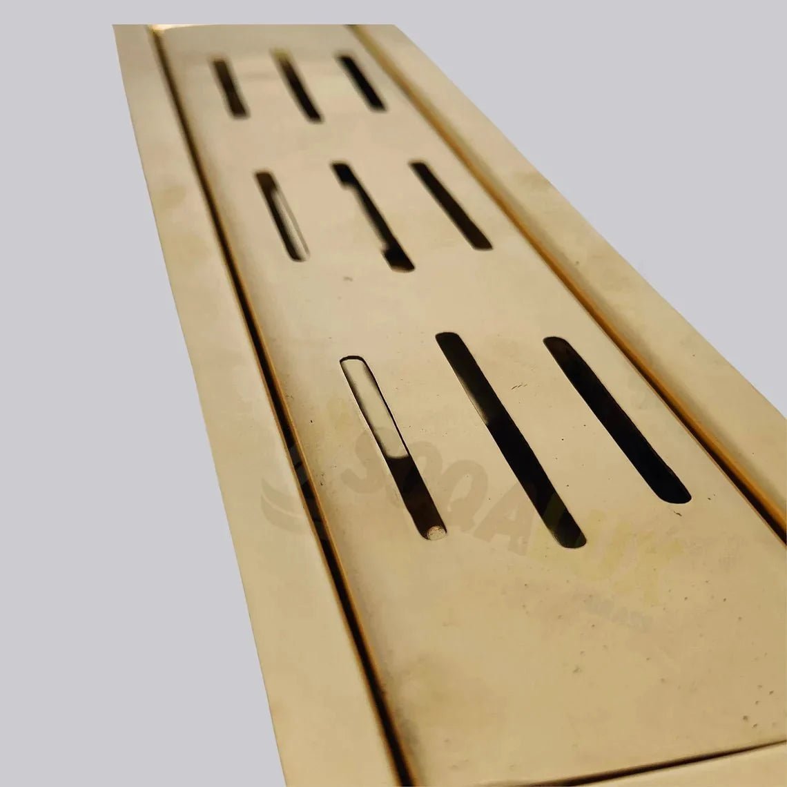 Unlacquered Brass Linear Floor Drain for Modern Bathrooms - BRASSDORIA