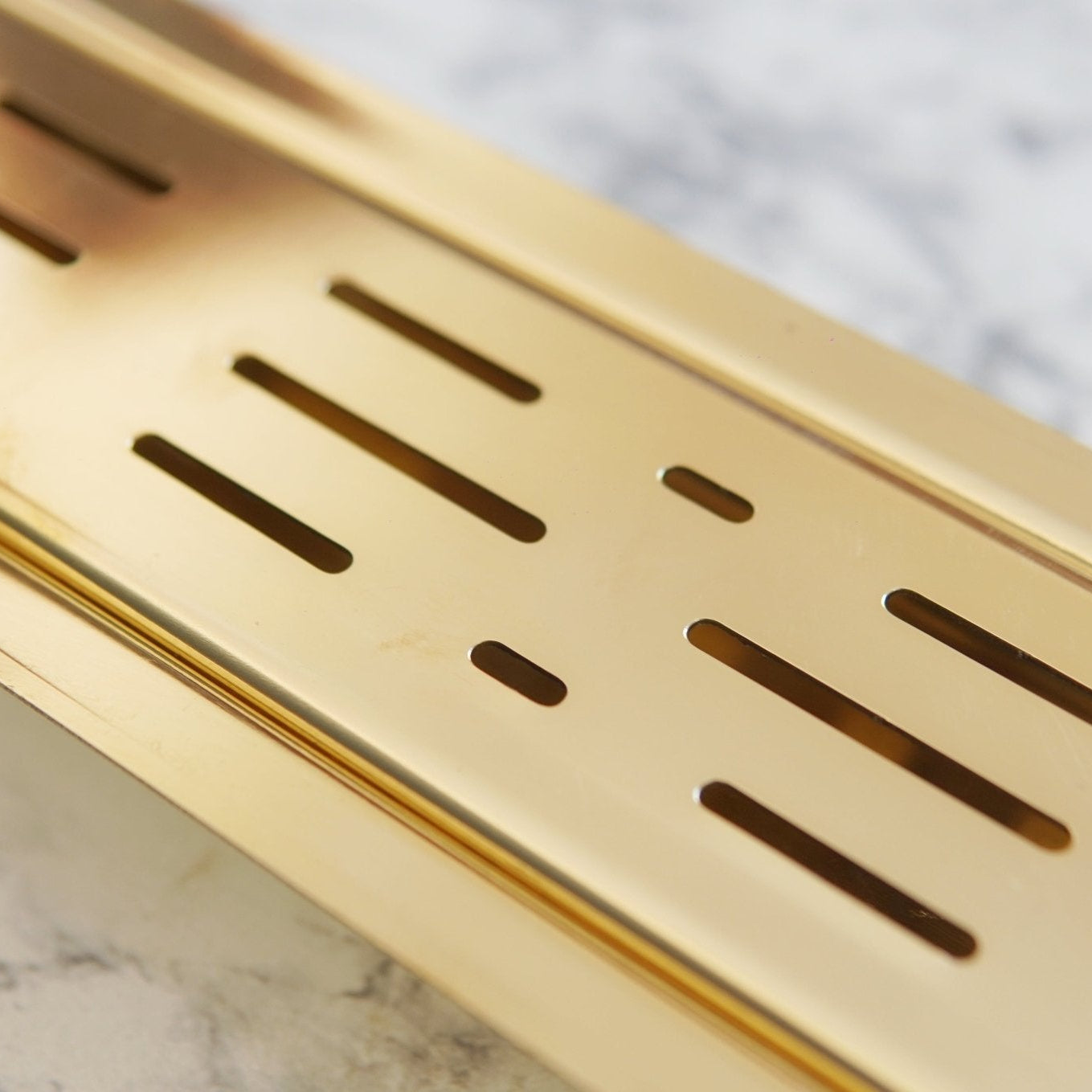 Unlacquered Brass Linear Floor Drain, Solid Brass Rectangular Shower Drain - BRASSDORIA