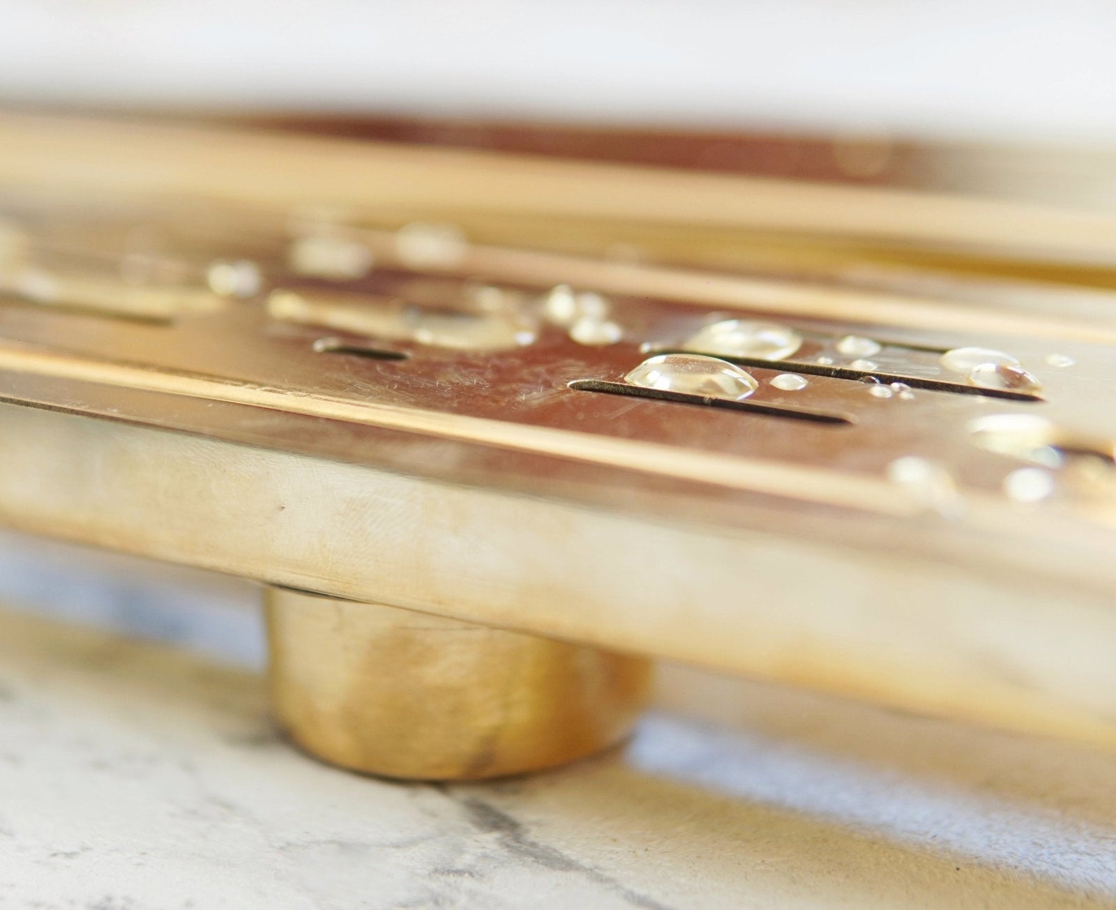 Unlacquered Brass Linear Floor Drain, Solid Brass Rectangular Shower Drain - BRASSDORIA