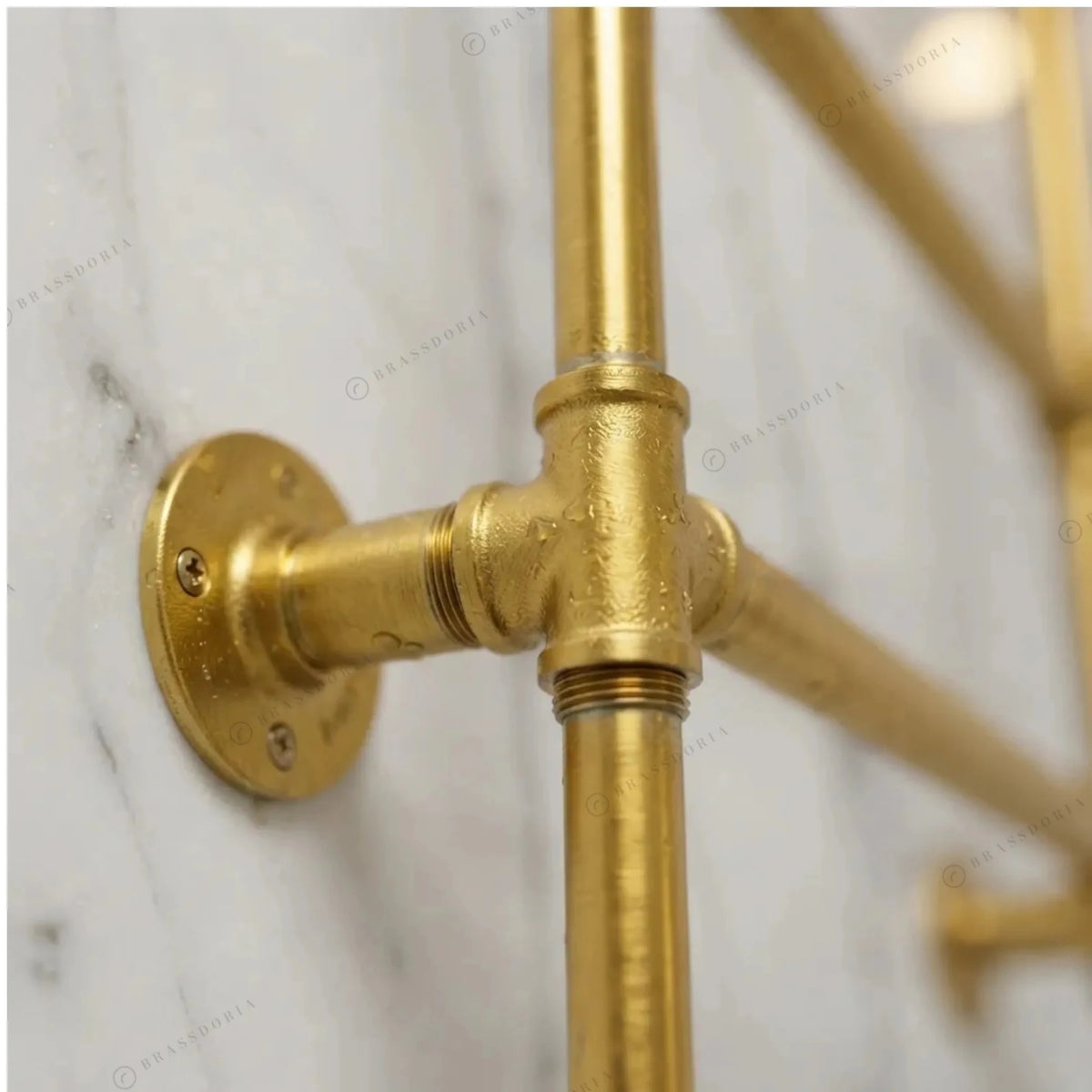 Unlacquered Brass Pipe Towel Rack – Wall-Mounted, 2 to 4 Bars - BRASSDORIA