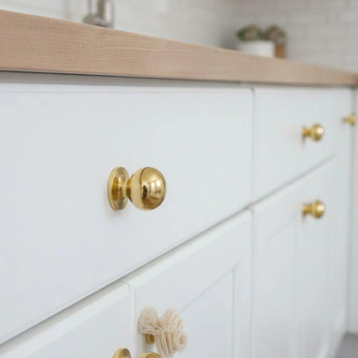 Unlacquered Brass Round Cabinet Knobs – Solid Brass Drawer Knobs - BRASSDORIA