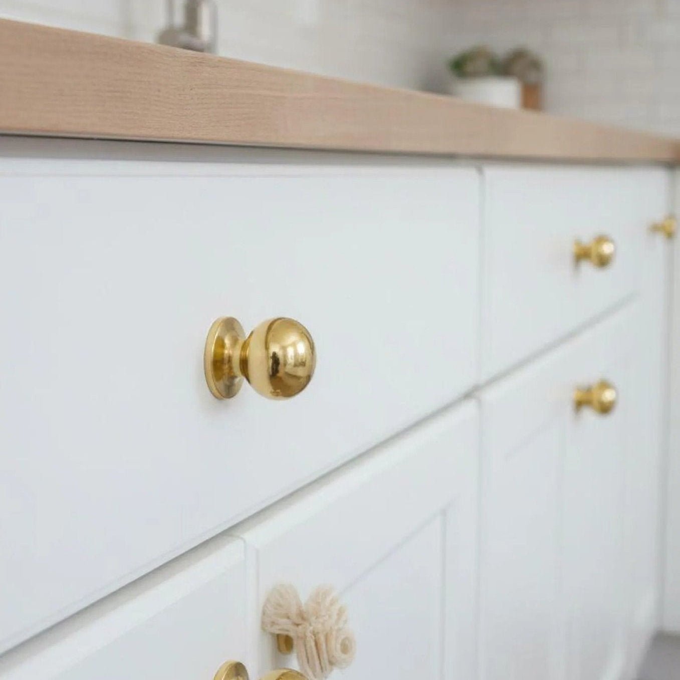 Unlacquered Brass Round Cabinet Knobs – Solid Brass Drawer Knobs - BRASSDORIA