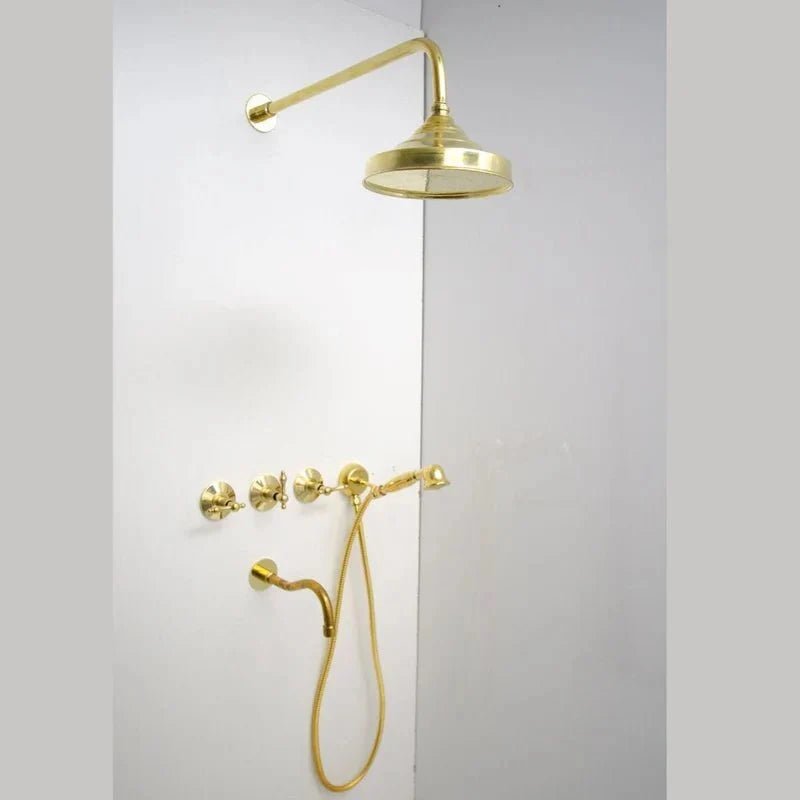 Unlacquered Brass Shower – Rain Shower Set - BRASSDORIA
