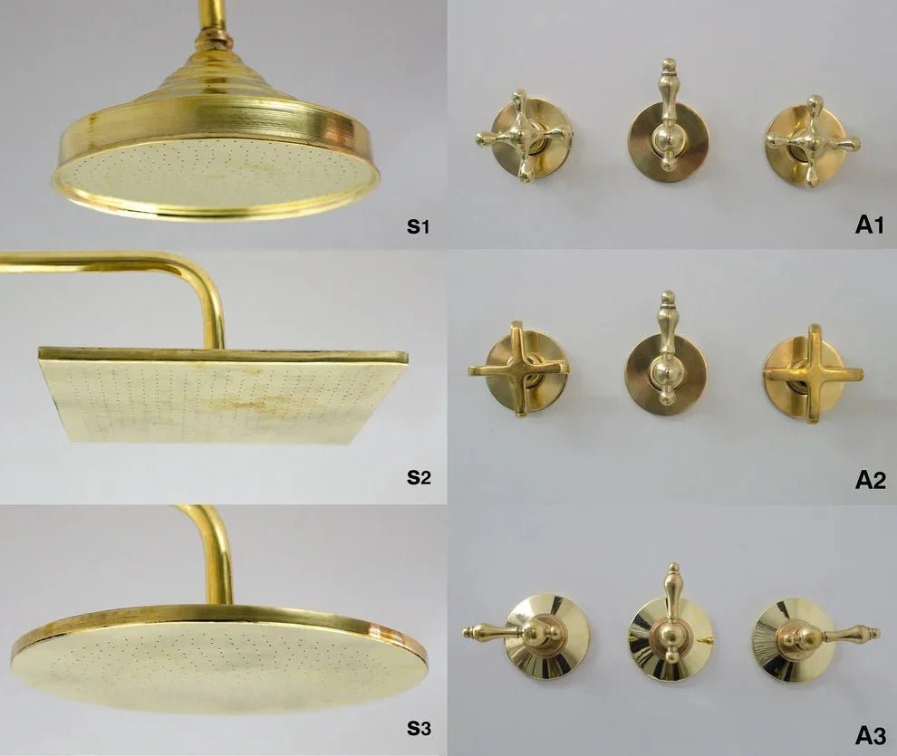 Unlacquered Brass Shower – Rain Shower Set - BRASSDORIA