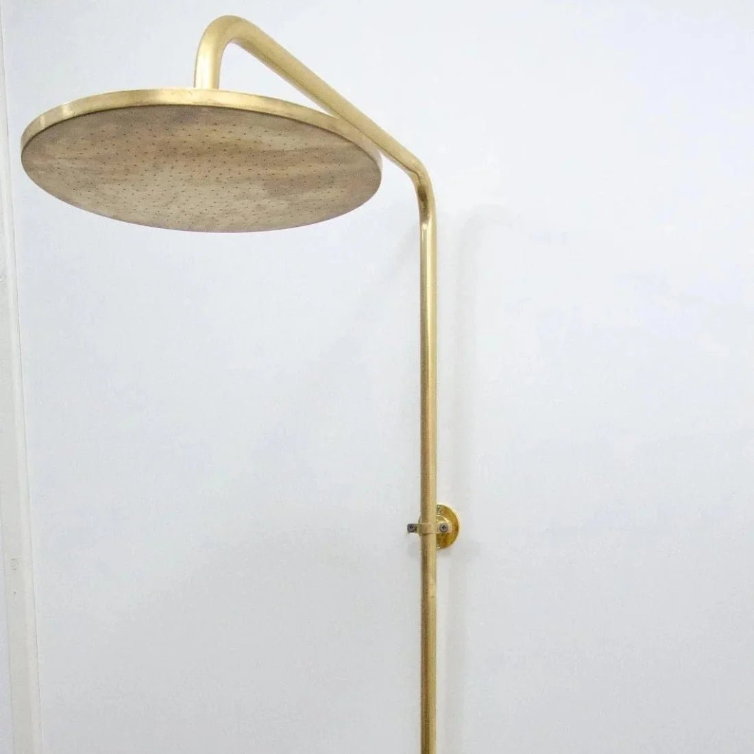 Unlacquered Brass Shower System, Vintage Head Combo, Exposed Pipe - BRASSDORIA