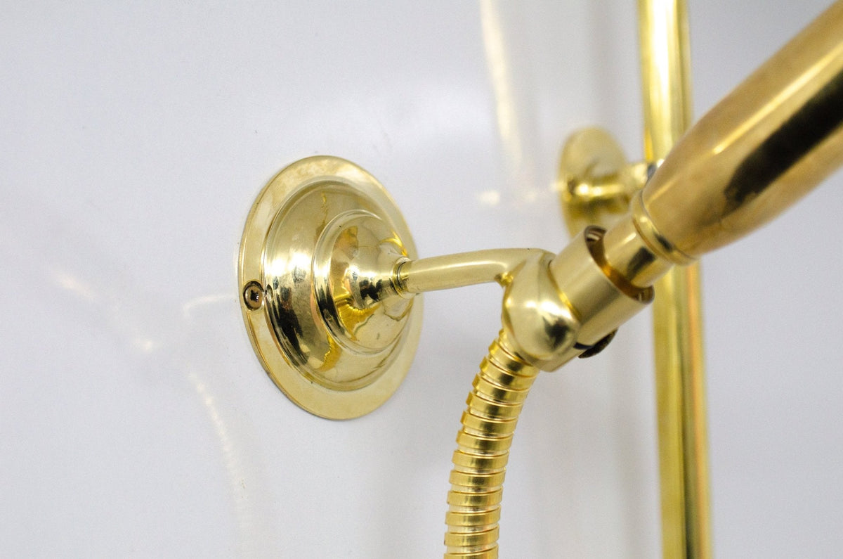 Unlacquered Brass Shower System with Handheld - Solid Brass Exposed Shower - BRASSDORIA
