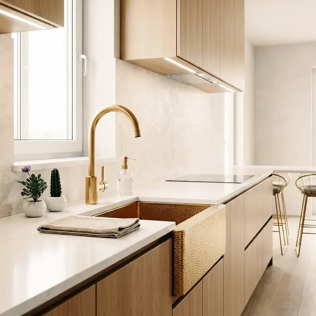 Unlacquered Brass Single Hole Basin Faucet, Brass Mixer Tap, Bar Prep faucet - BRASSDORIA
