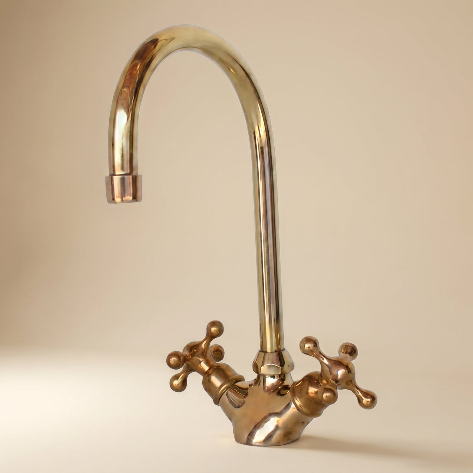 Unlacquered Brass Single Hole Faucet, Brass Bathroom Faucet - BRASSDORIA