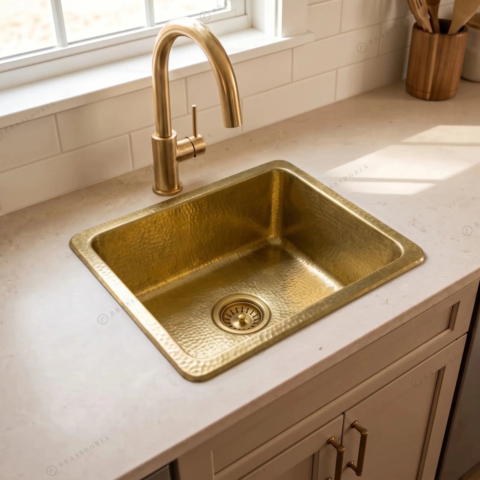Unlacquered Brass Undermount Bar Sink – Includes Drain - BRASSDORIA