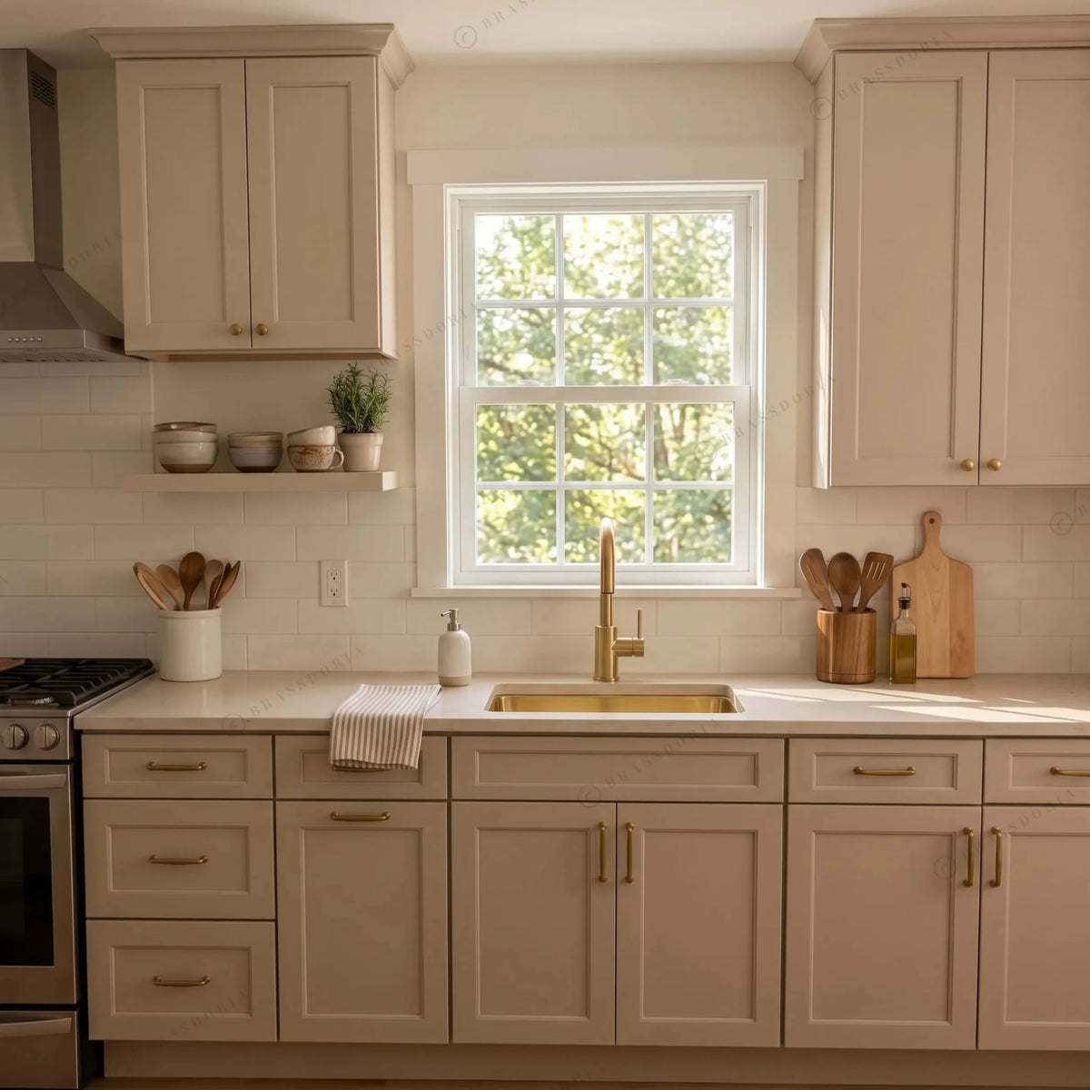 Unlacquered Brass Undermount Single Bowl Kitchen Sink - BRASSDORIA