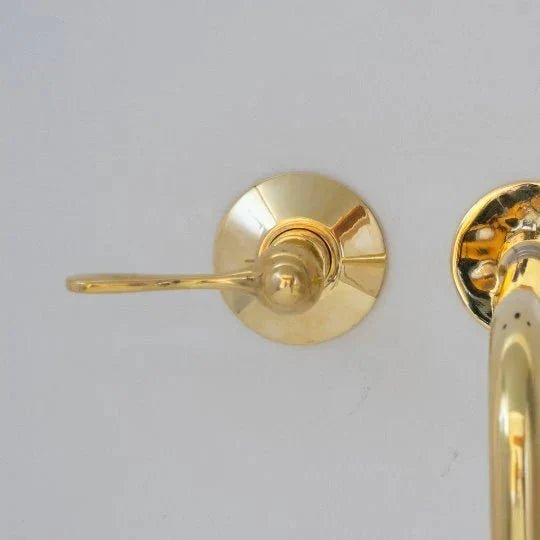 Unlacquered Brass Wall Mount Built In Bathroom Vanity Sink Faucet - BRASSDORIA