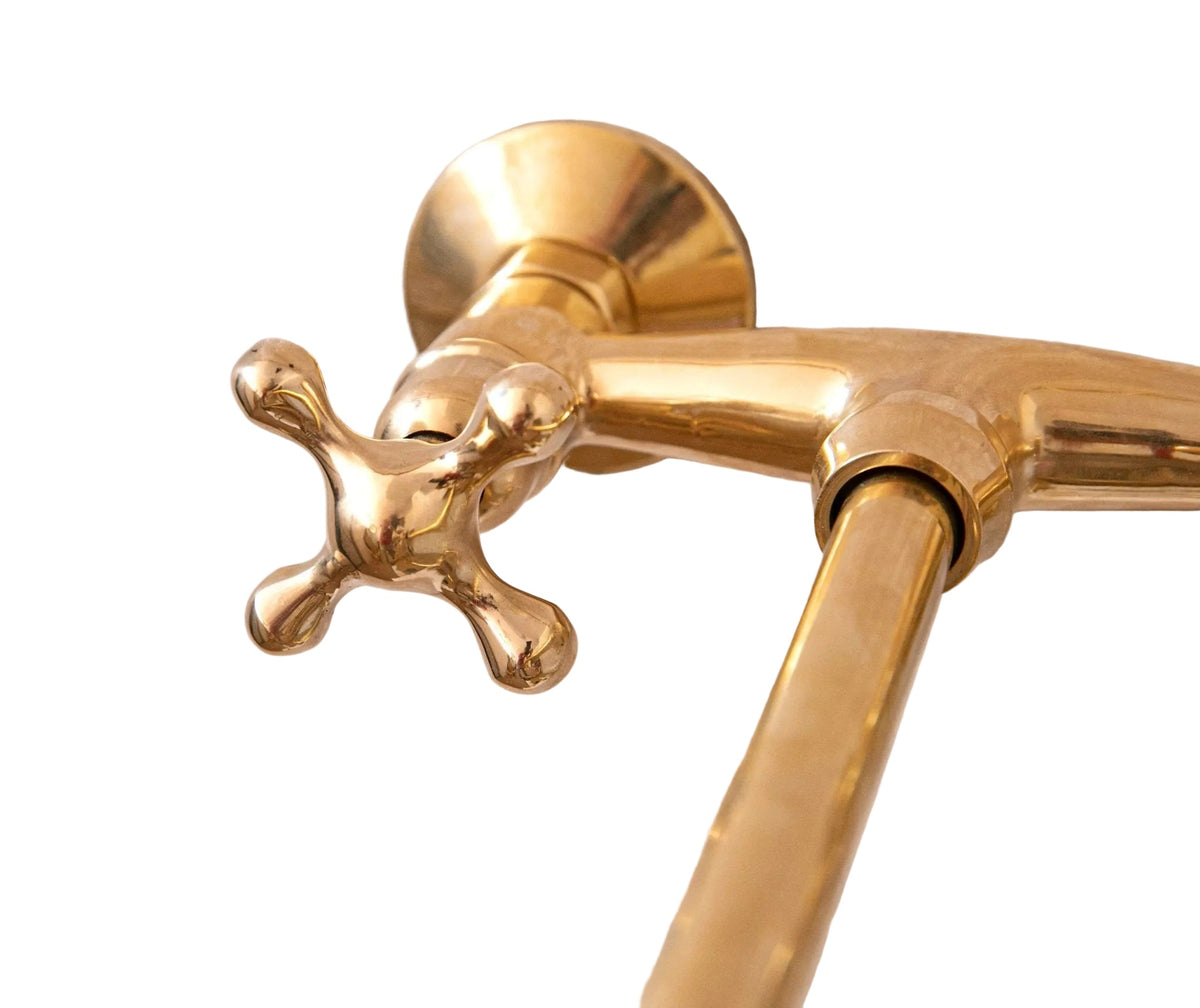 Unlacquered Brass Wall Mount Faucet for Bathroom and Kitchen - BRASSDORIA