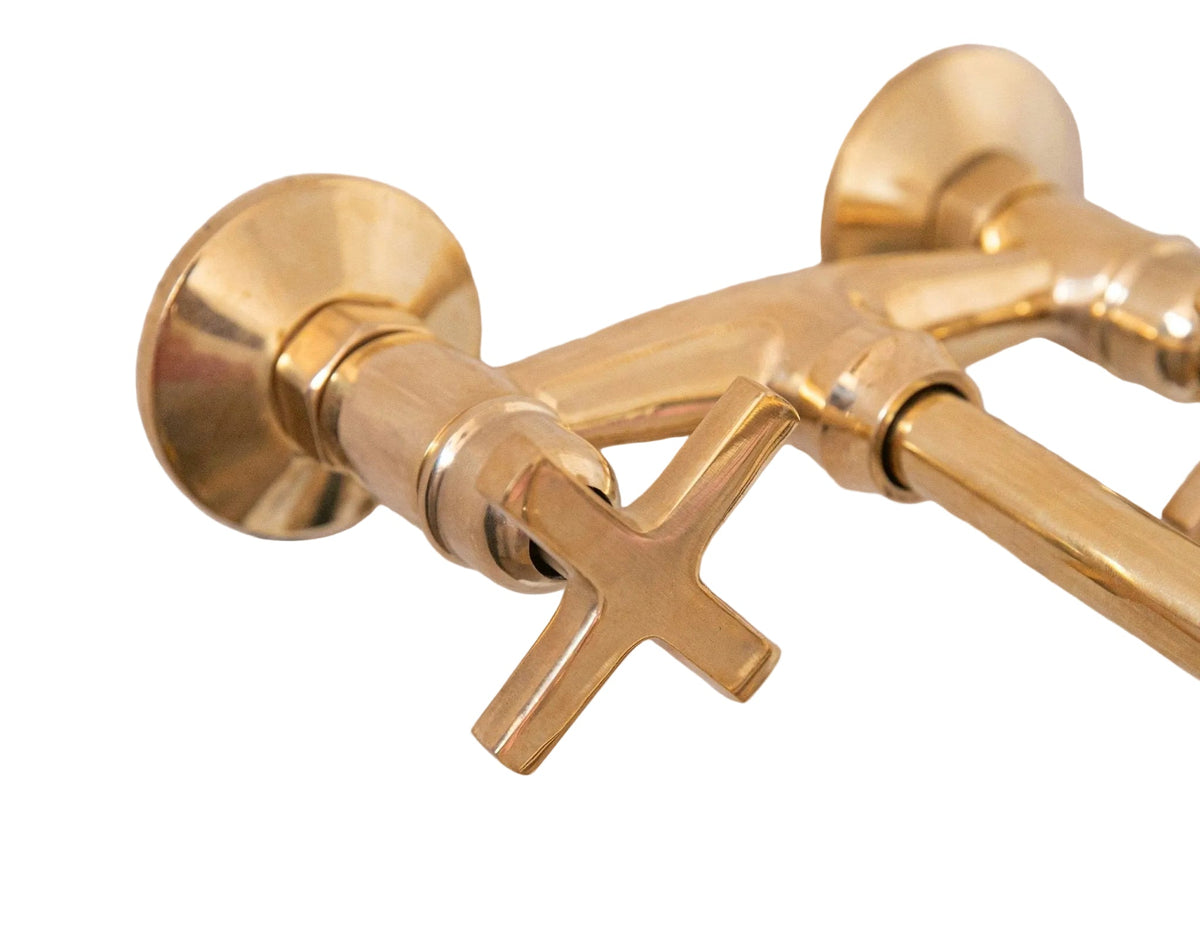 Unlacquered Brass Wall Mount Faucet for Bathroom and Kitchen - BRASSDORIA