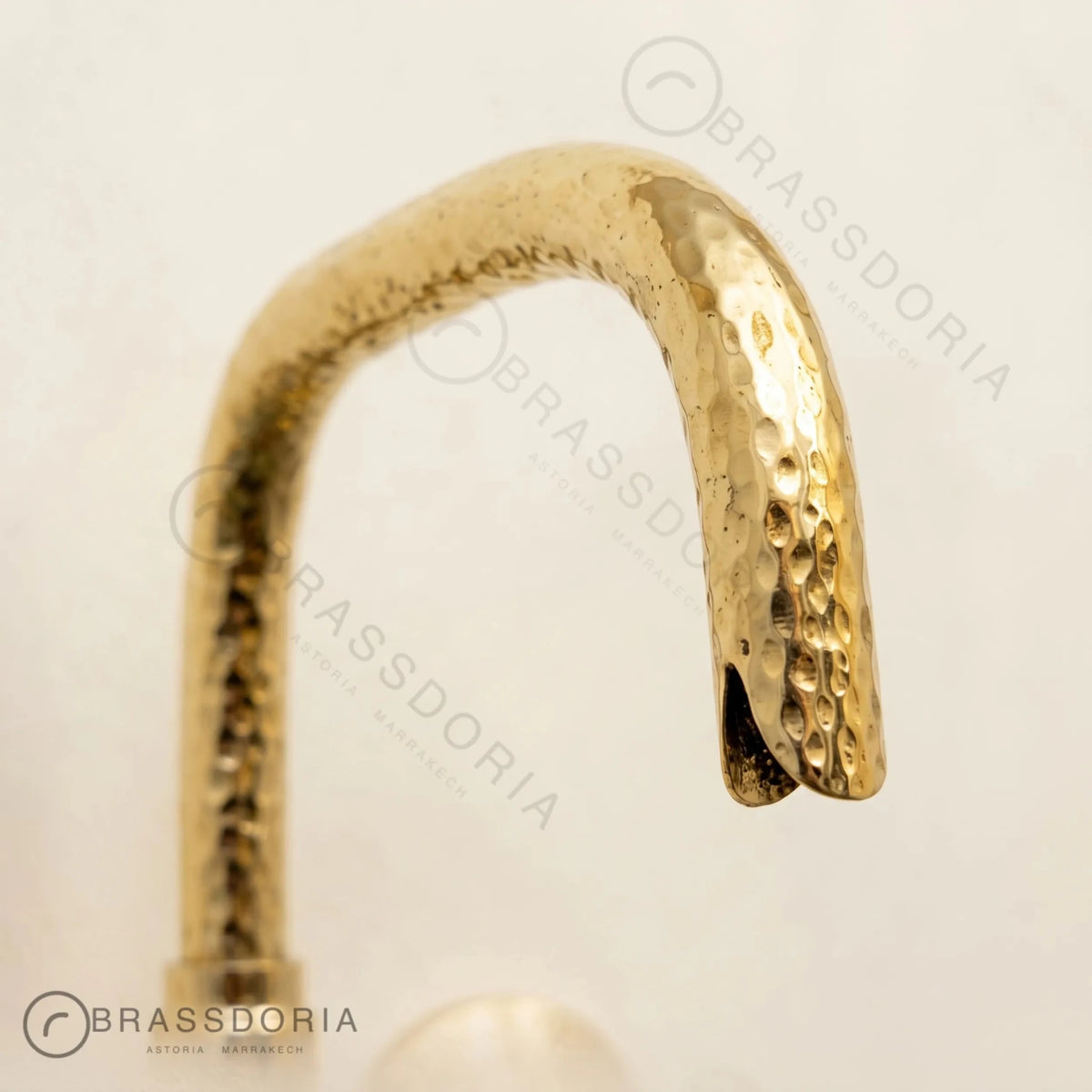 Unlacquered Brass Wall Mount Faucet – Hammered Bridge Faucet with Cross Handles - BRASSDORIA