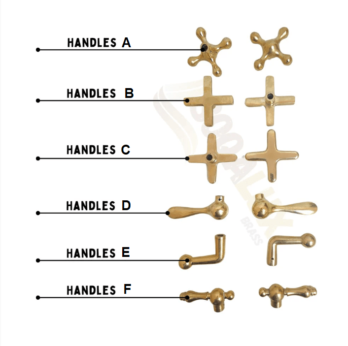 Unlacquered Brass Wall Mount Faucet, Two Handle Hot & Cold Sink Tap - BRASSDORIA