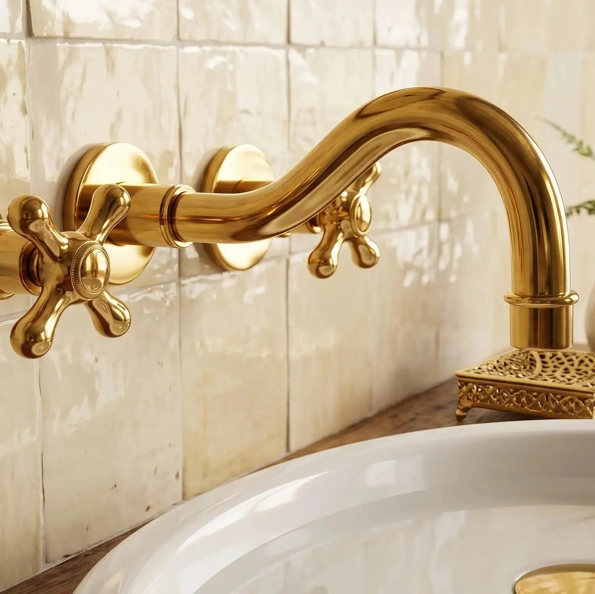 Unlacquered Brass Wall Mount Faucet/Solid Brass Bathroom / Kitchen Faucet - BRASSDORIA