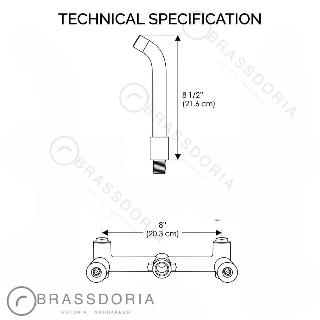 Unlacquered Brass Wall-Mounted Kitchen & Bathroom Faucet – Traditional Handles - BRASSDORIA