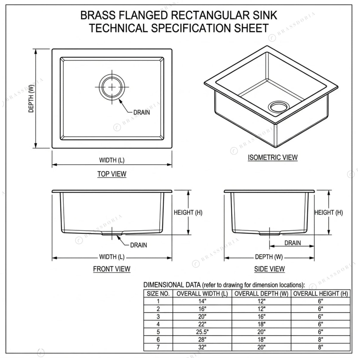 Unlacquered Smooth Brass Undermount Kitchen Sink – Includes Brass Drain - BRASSDORIA