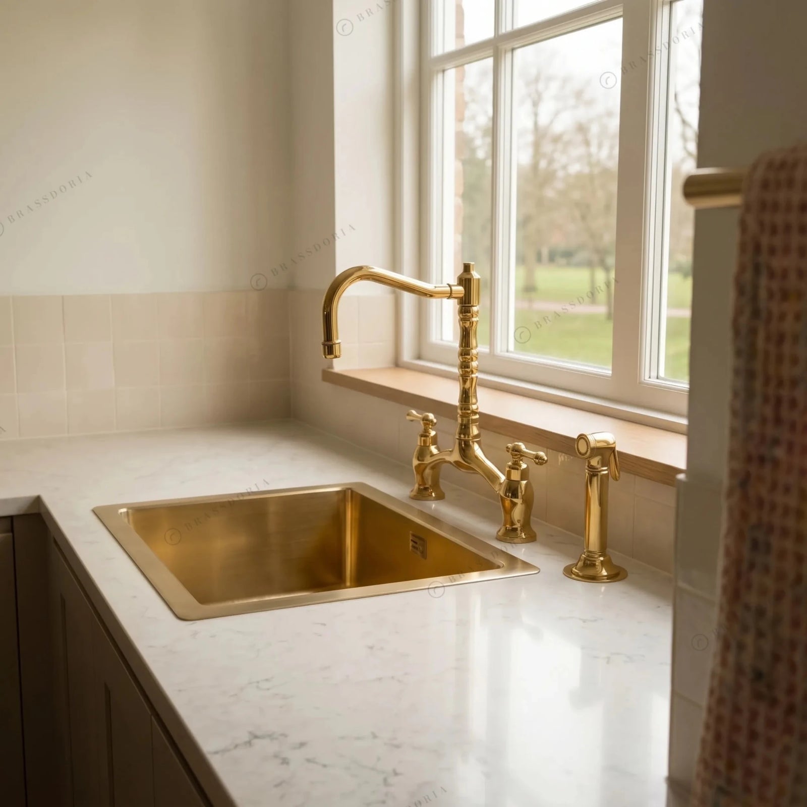 Unlacquered Smooth Brass Undermount Kitchen Sink – Includes Brass Drain - BRASSDORIA