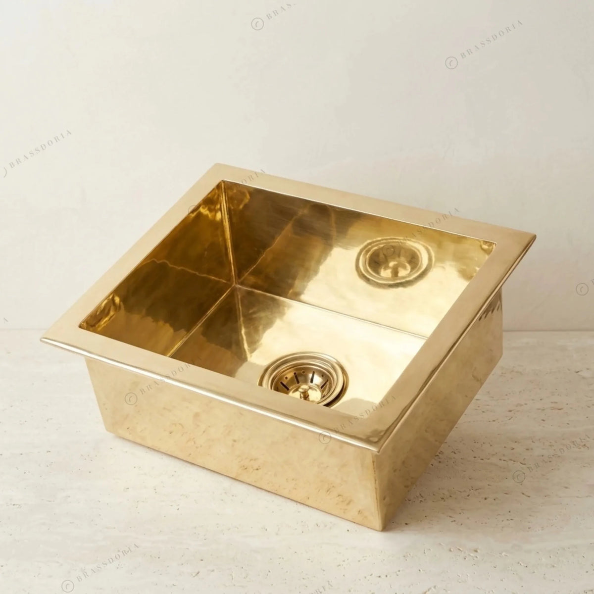 Unlacquered Smooth Brass Undermount Kitchen Sink – Includes Brass Drain - BRASSDORIA