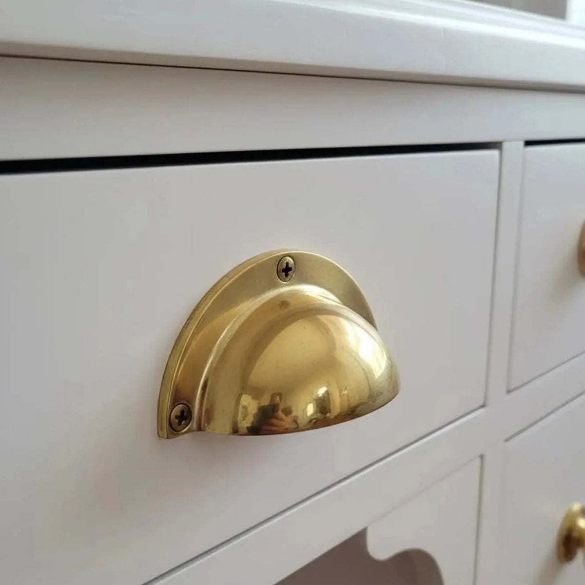 Unlacquered Solid Brass Cup Pull - BRASSDORIA