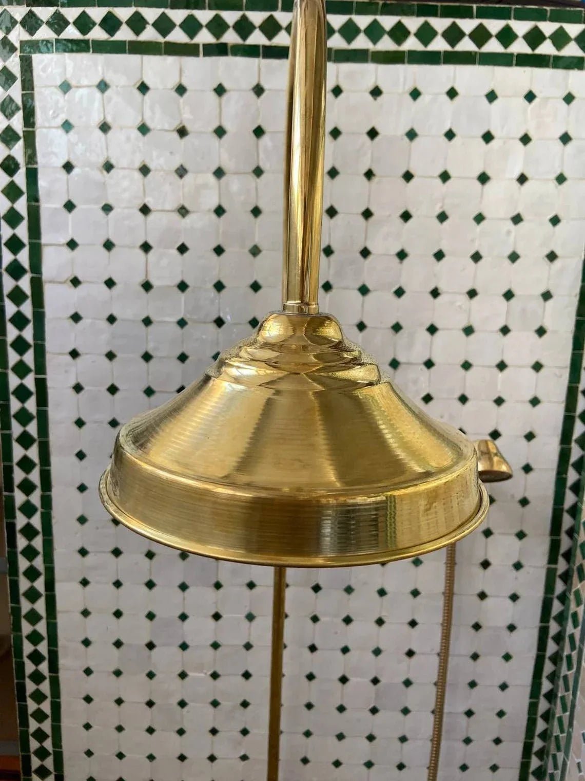 Unlacquered Solid Brass Exposed Shower System with Handheld and Curved Shower Arm - BRASSDORIA