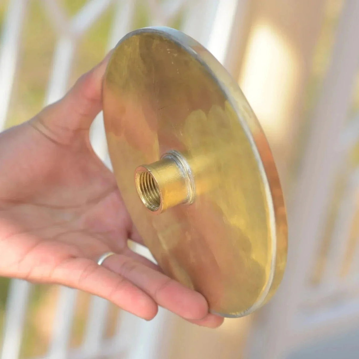 Unlacquered Solid Brass Rain Shower Head, Round Vintage Showerhead, Works Outdoor - BRASSDORIA