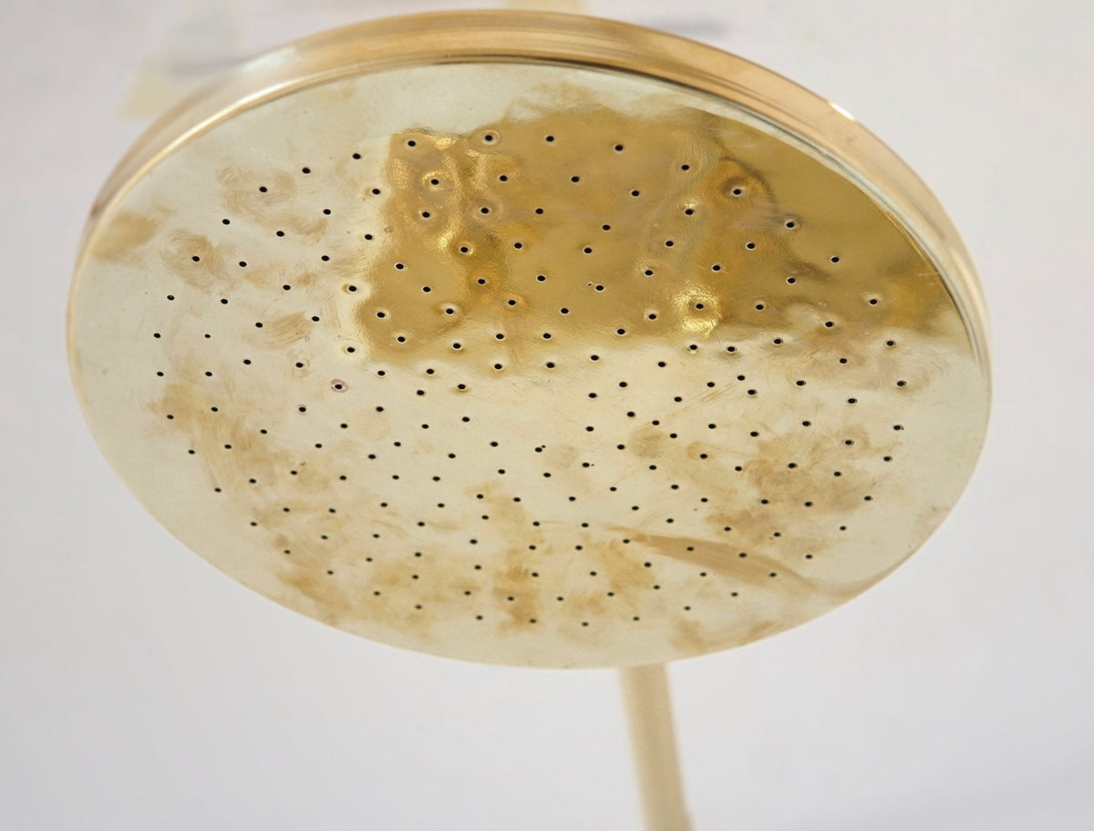 Unlacquered Solid Brass Rain Shower Head, Solid Brass Round Shower Head - BRASSDORIA