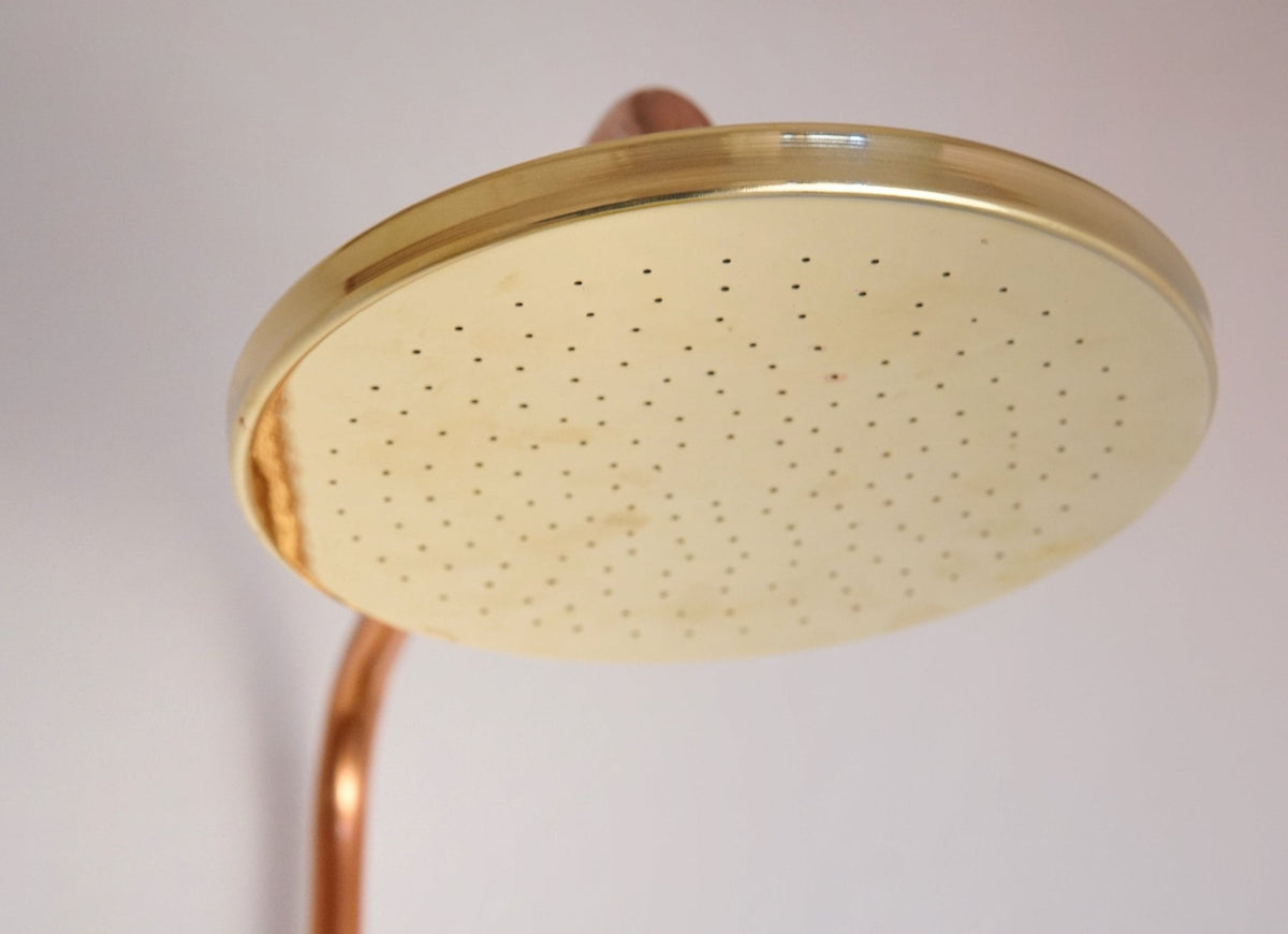 Unlacquered Solid Brass Rain Shower Head, Solid Brass Round Shower Head - BRASSDORIA