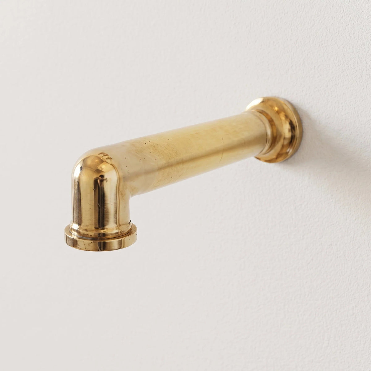 Unlacquered Solid Brass Shower System, High Pressure Curved Arm - BRASSDORIA