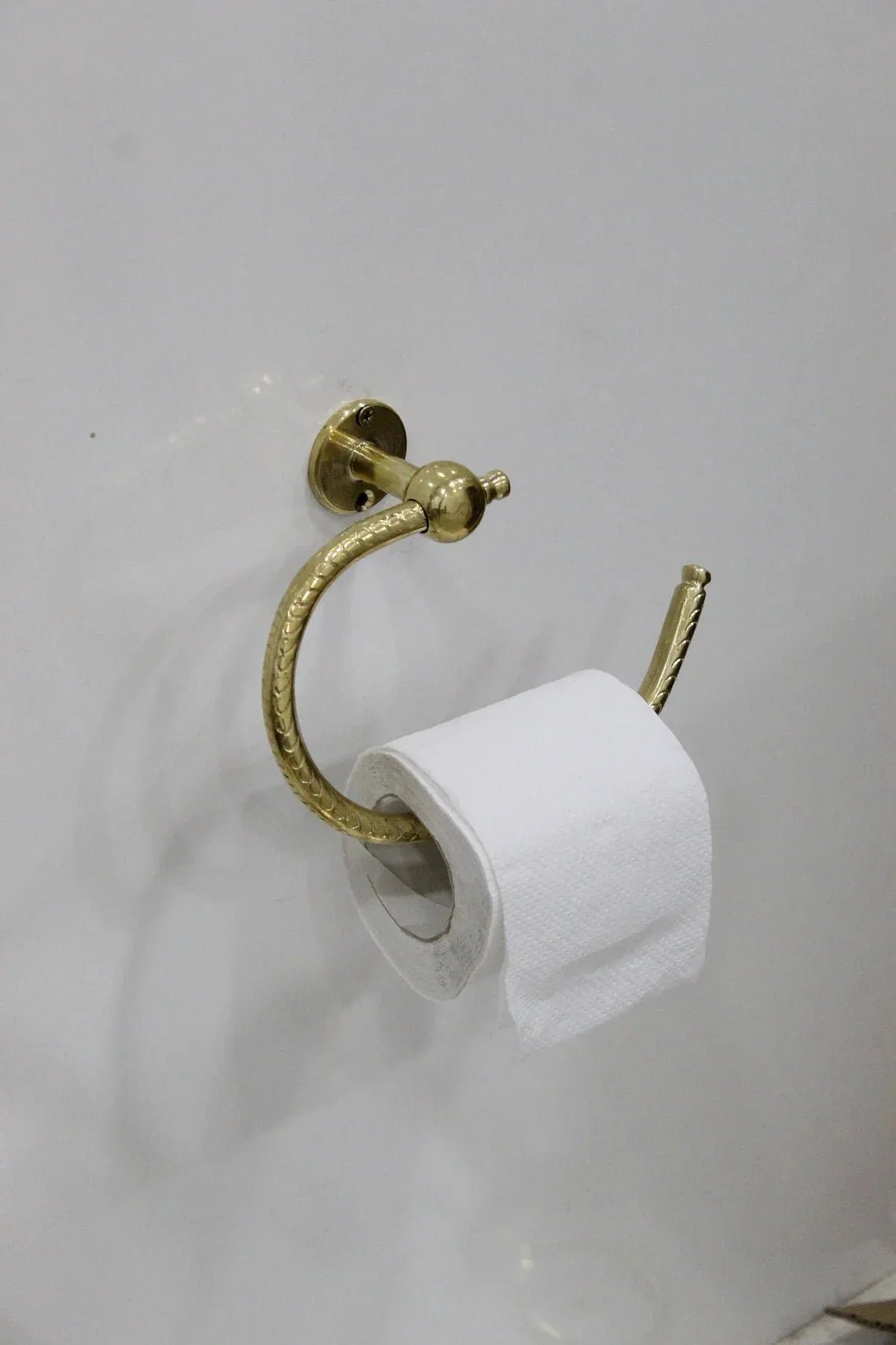 Unlacquered Solid Brass Toilet Paper Holder - BRASSDORIA