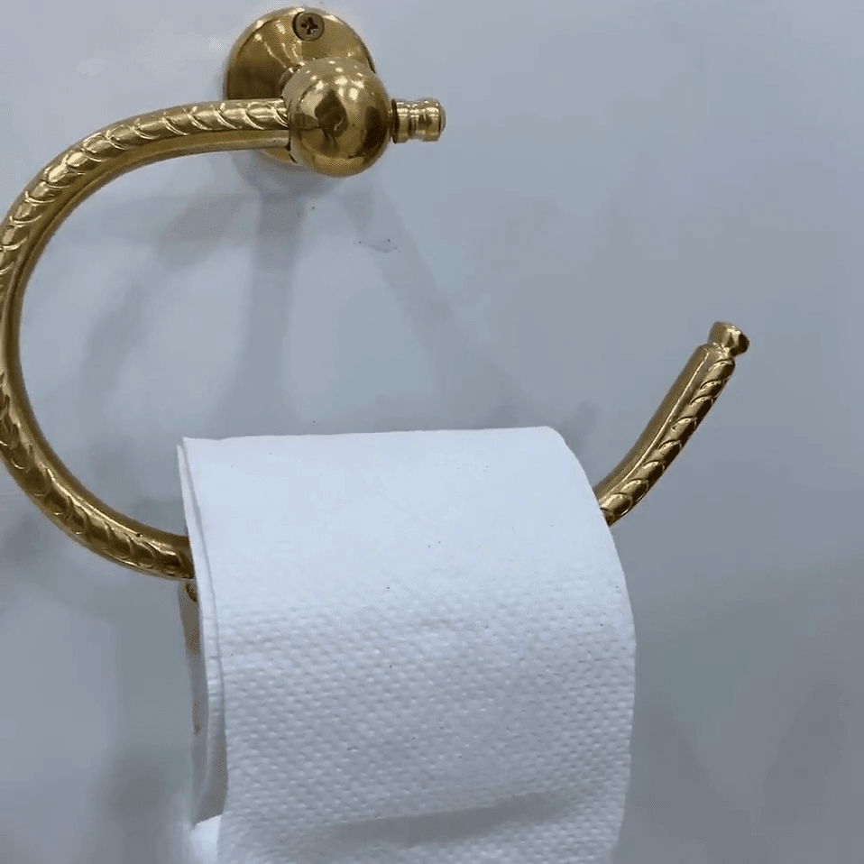 Unlacquered Solid Brass Toilet Paper Holder - BRASSDORIA