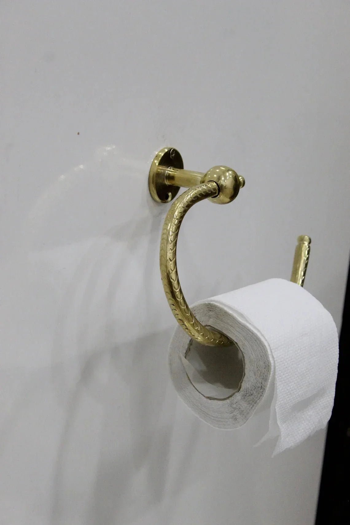 Unlacquered Solid Brass Toilet Paper Holder - BRASSDORIA