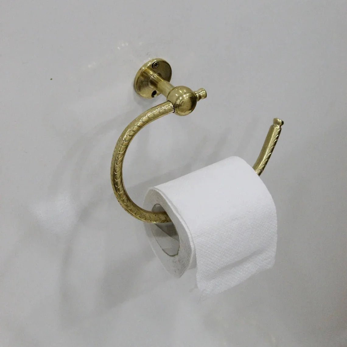 Unlacquered Solid Brass Toilet Paper Holder - BRASSDORIA
