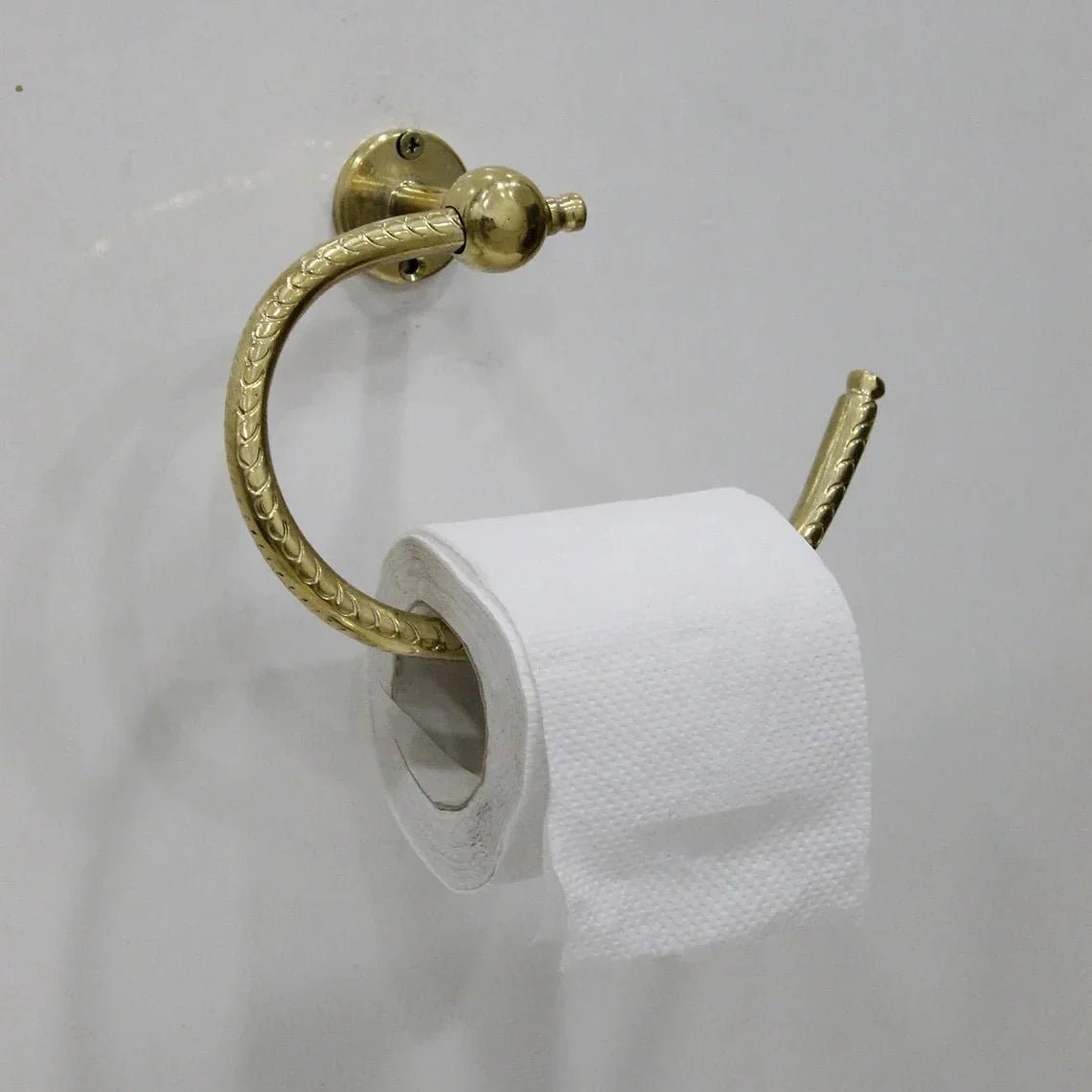 Unlacquered Solid Brass Toilet Paper Holder - BRASSDORIA