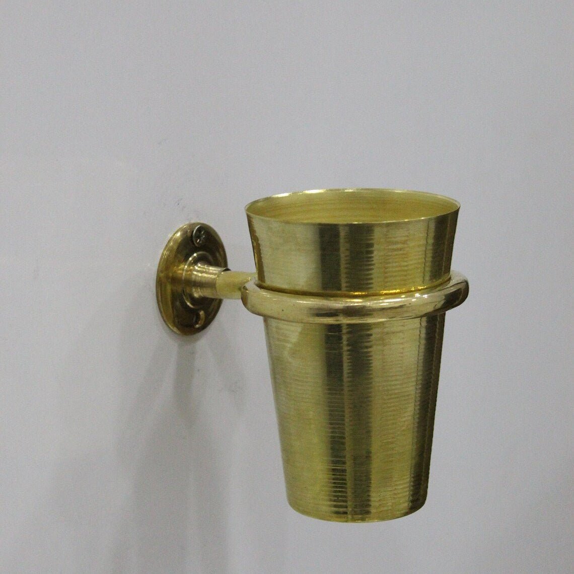 Unlacquered Solid Brass Tooth Brush Holder - BRASSDORIA