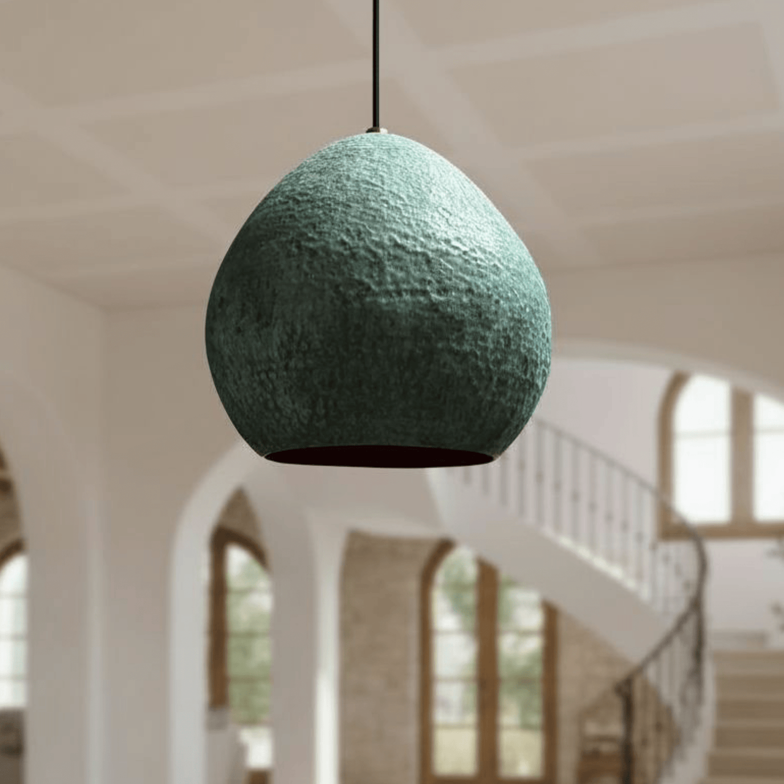 Verdigris Copper Dome Pendant – Green Patina Ceiling Light for Rustic Decor - BRASSDORIA