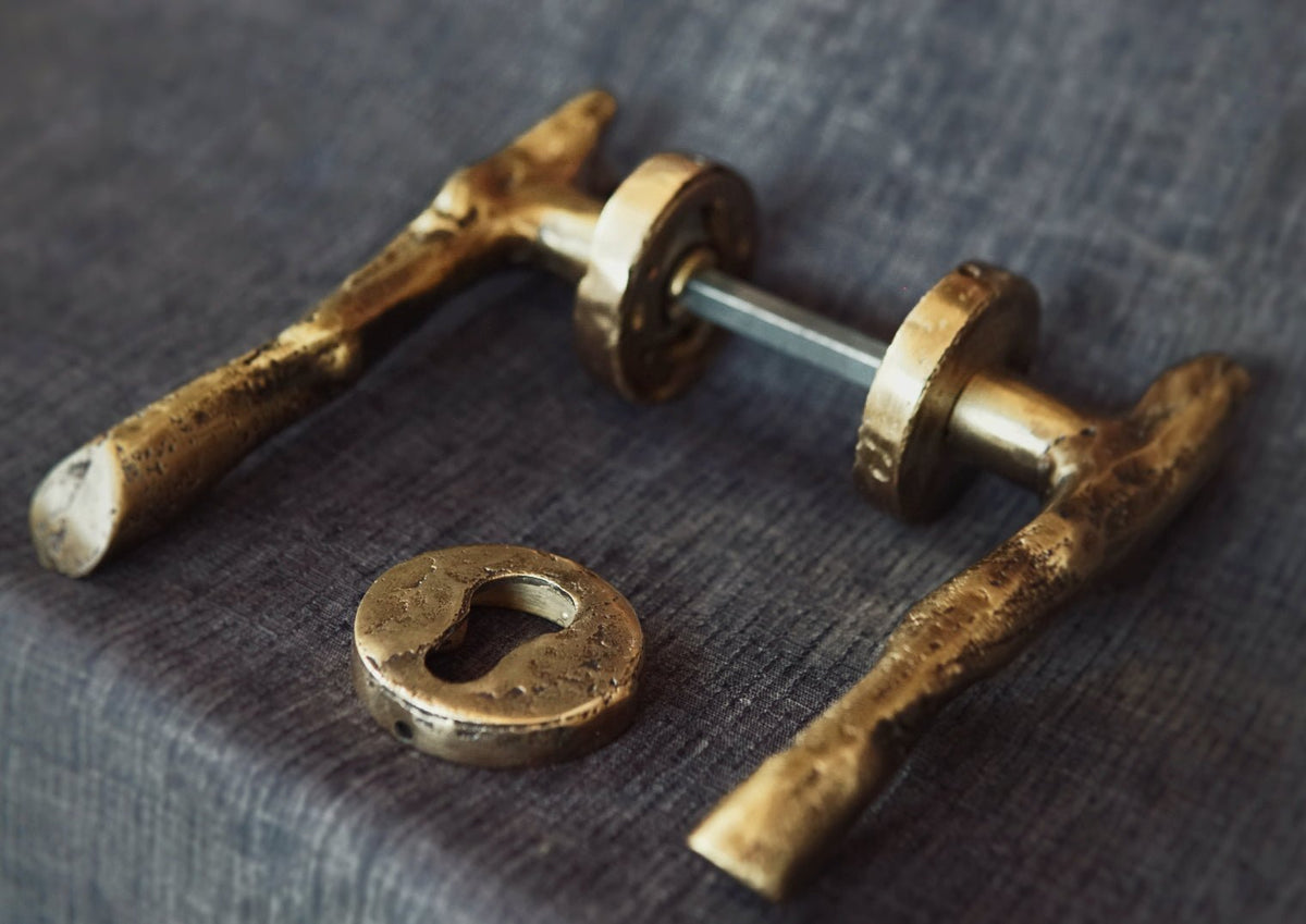 Vintage Brass Door Handle, Tree Branch Design - BRASSDORIA