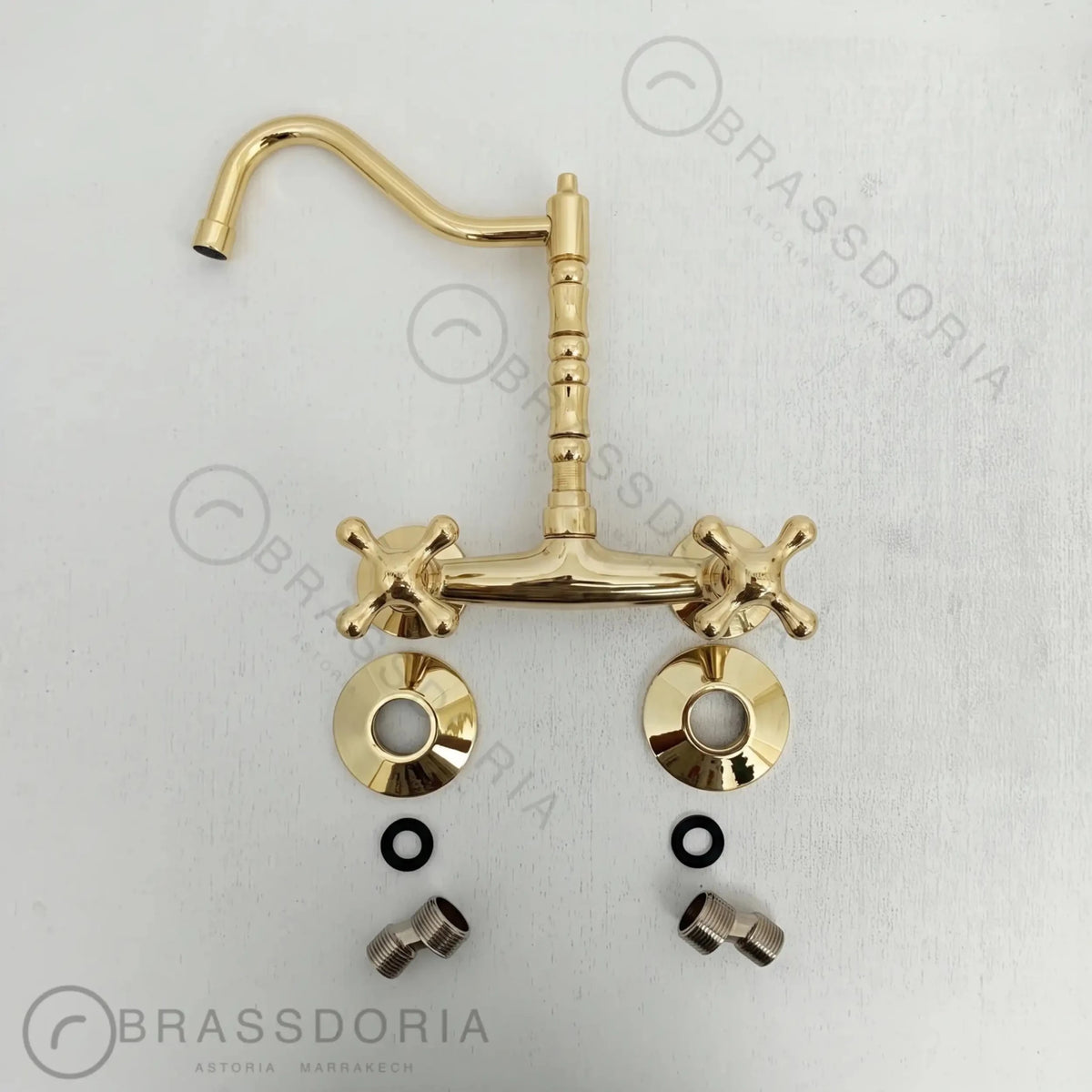 Wall Mounted Brass Antique Faucet for Bathroom and Kitchen - BRASSDORIA