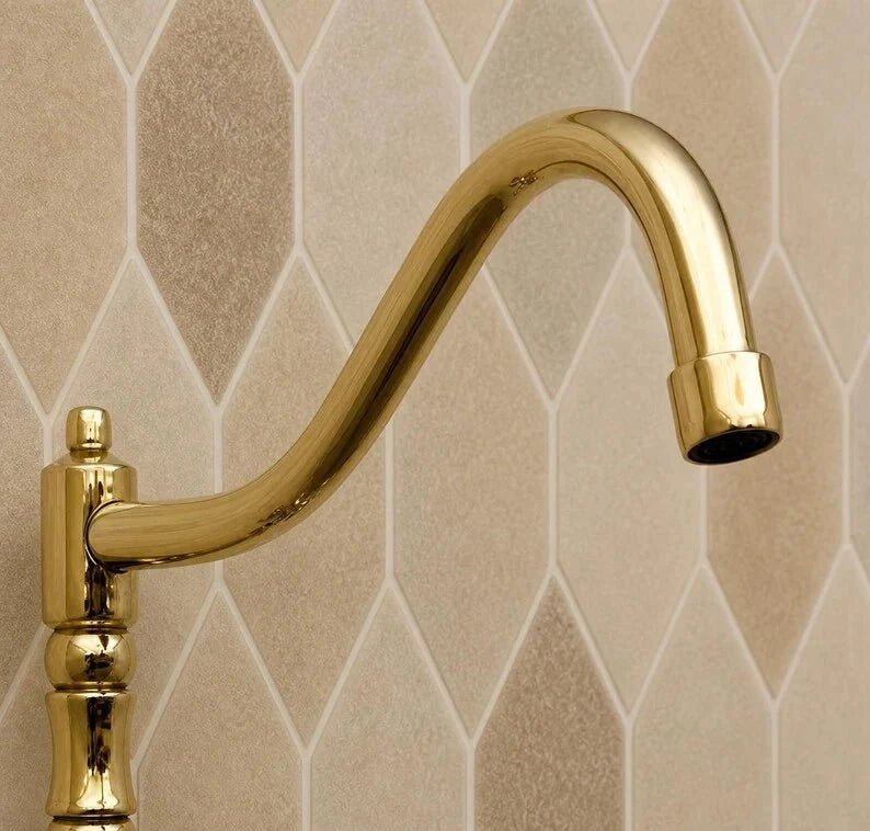 Wall Mounted Brass Antique Faucet for Bathroom and Kitchen - BRASSDORIA