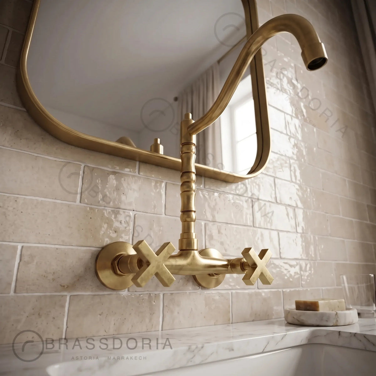 Wall Mounted Brass Antique Faucet for Bathroom and Kitchen - BRASSDORIA