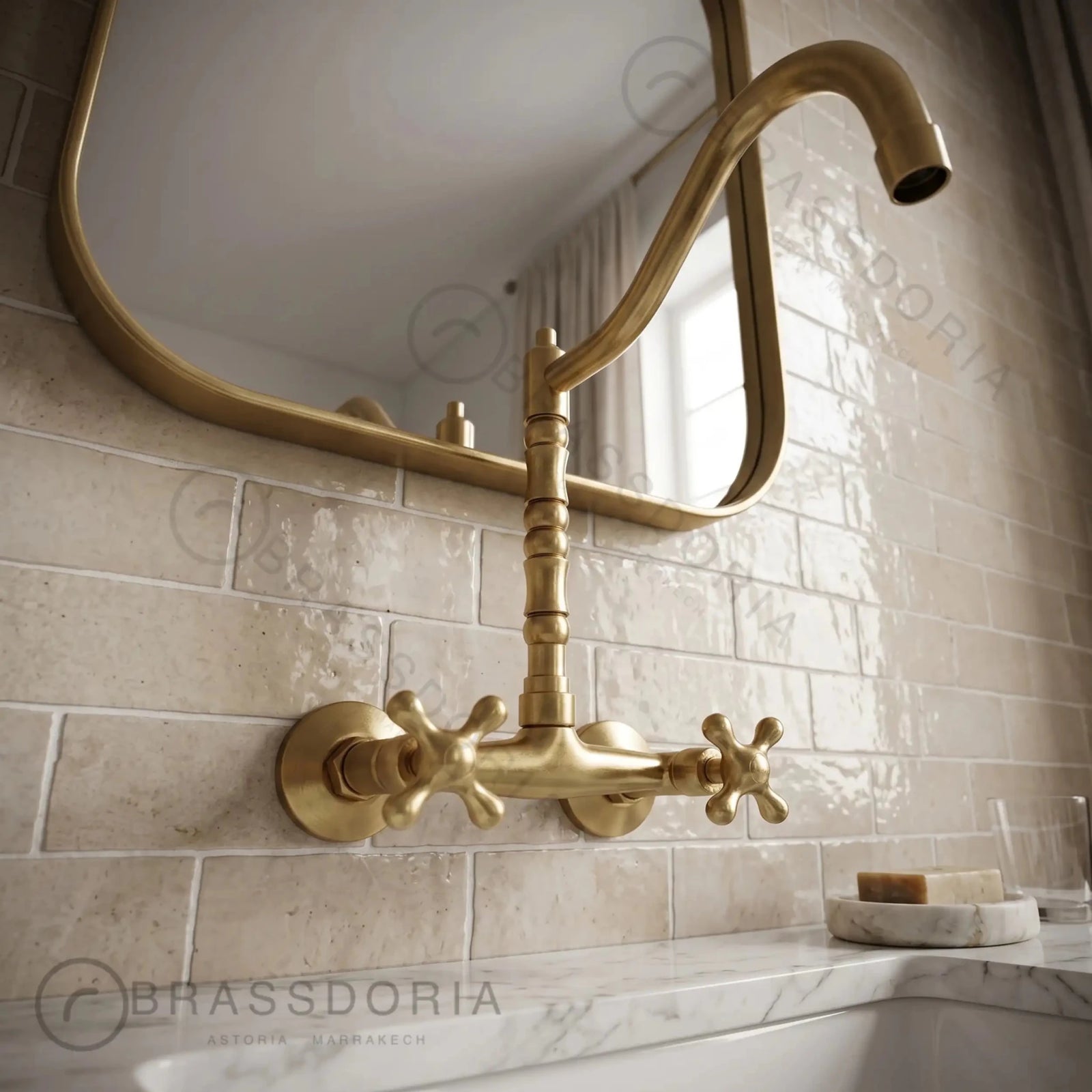 Wall Mounted Brass Antique Faucet for Bathroom and Kitchen - BRASSDORIA