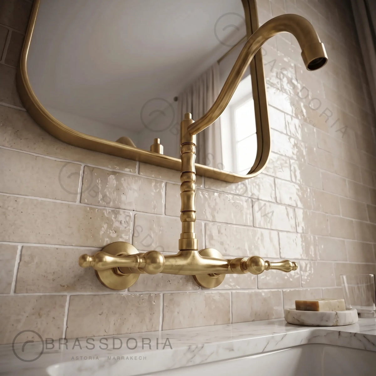 Wall Mounted Brass Antique Faucet for Bathroom and Kitchen - BRASSDORIA