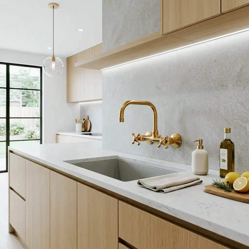 Wall Mounted Solid Brass Faucet For Bathroom and Kitchen - BRASSDORIA